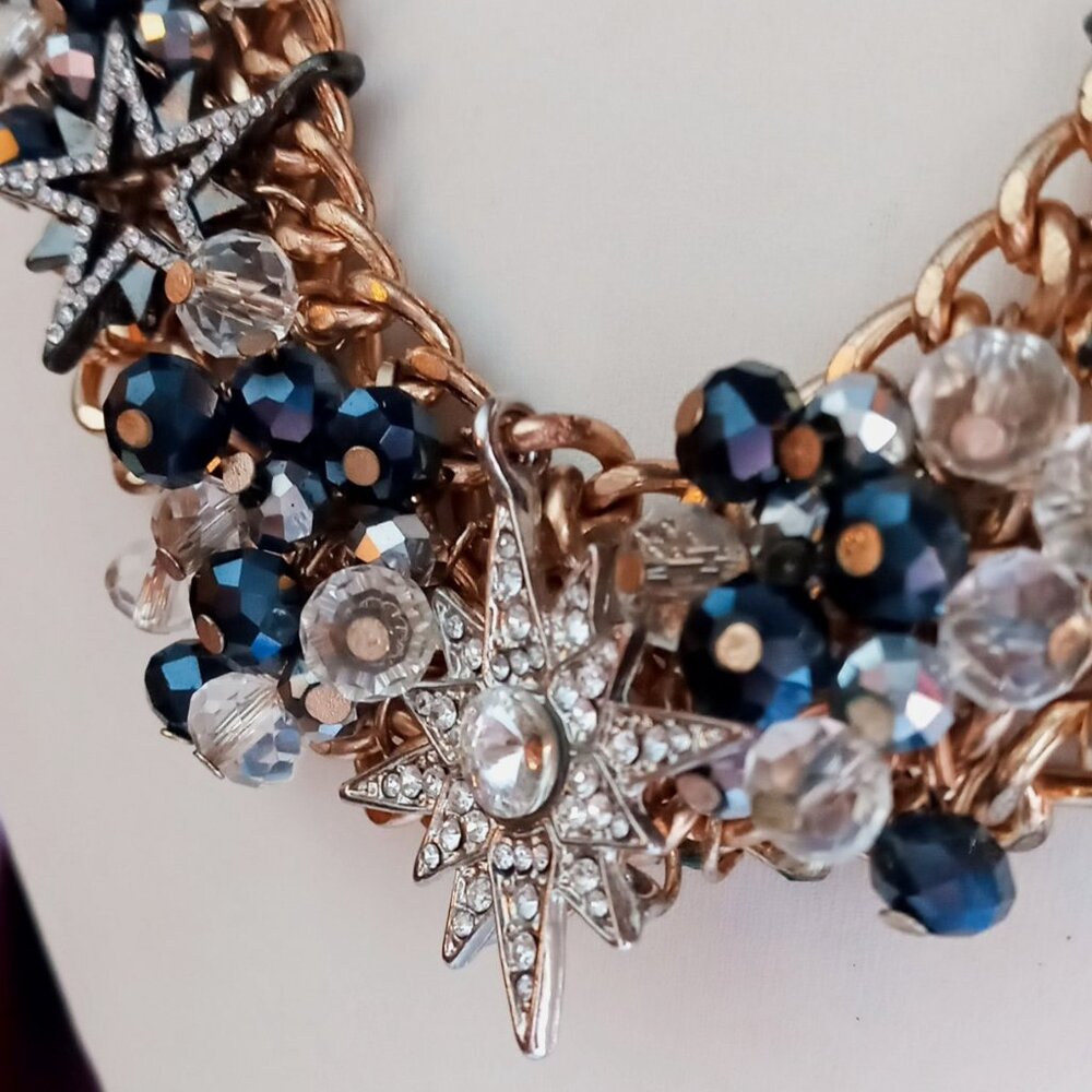 Stunning Starburst Statement Chunky Necklace Blac… - image 2